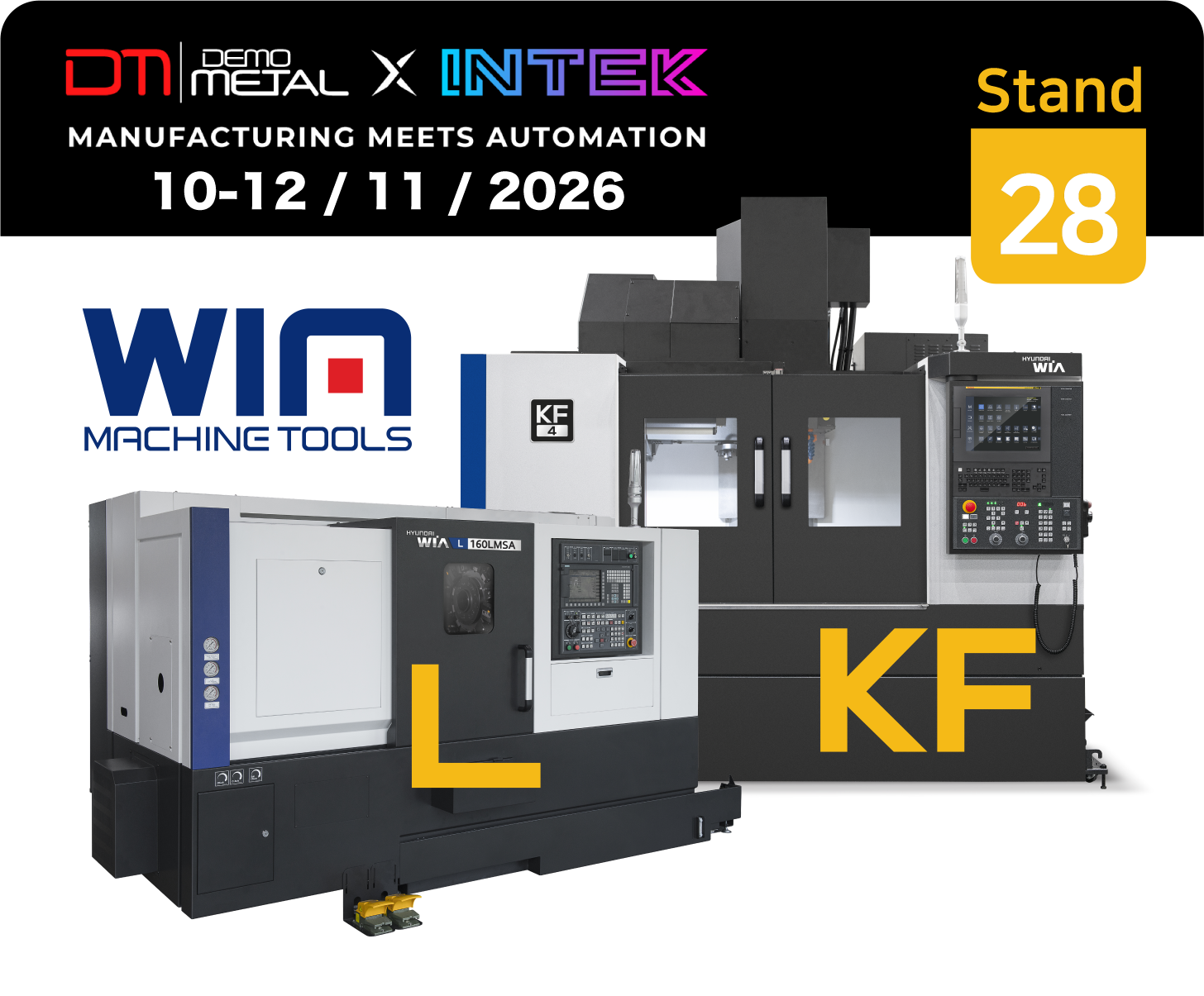 Invitație Fedarom la Demo Metal Brașov 2026, Stand 28, cu mașini WIA L160LMSA și WIA KF4